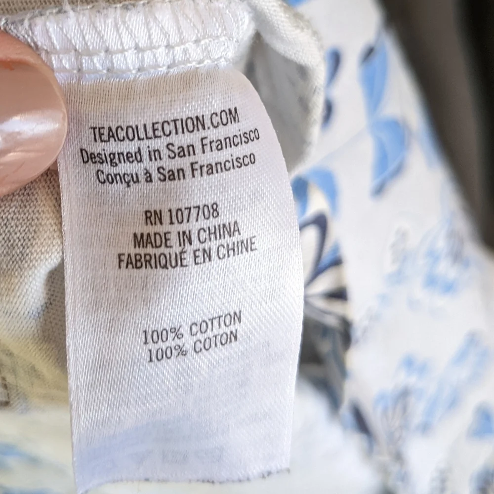 Tea Collection Mighty Mini Flocks & Florals Blue Sleeveless Dress Girls Sz 5